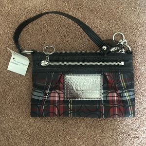 Coach Poppy Tartan Demi Clutch BRAND NEW